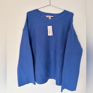 NWT Philosophy Republic Ribbed Royal Blue Crewneck Large Viscose Coastal Minimal